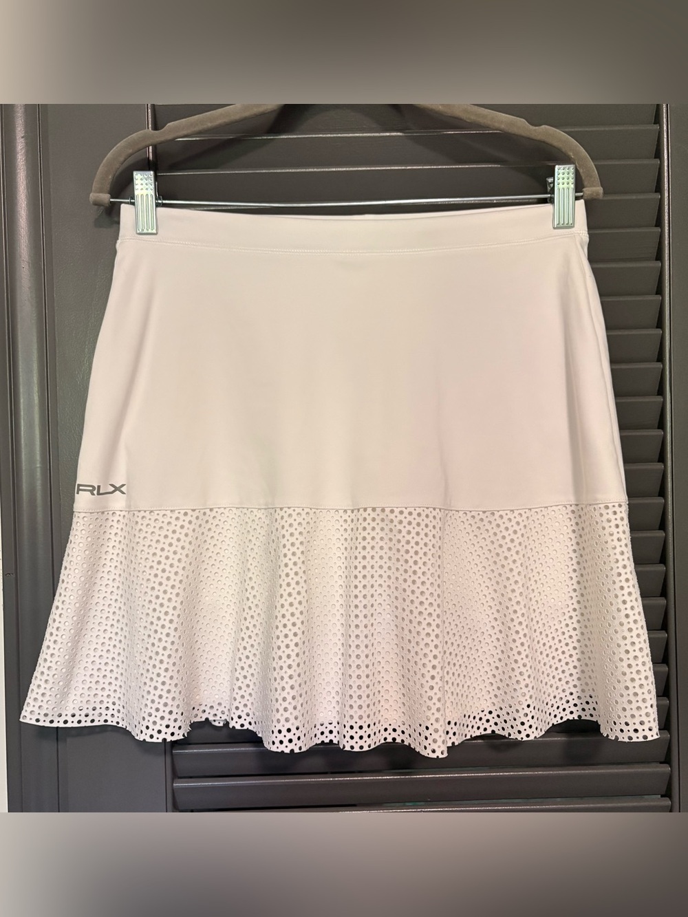 Ralph Lauren RLX GOLF 17" Eyelet-Panel Interlock Skort in White